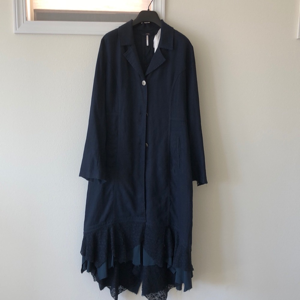 Free People long dust coat (NWOT)